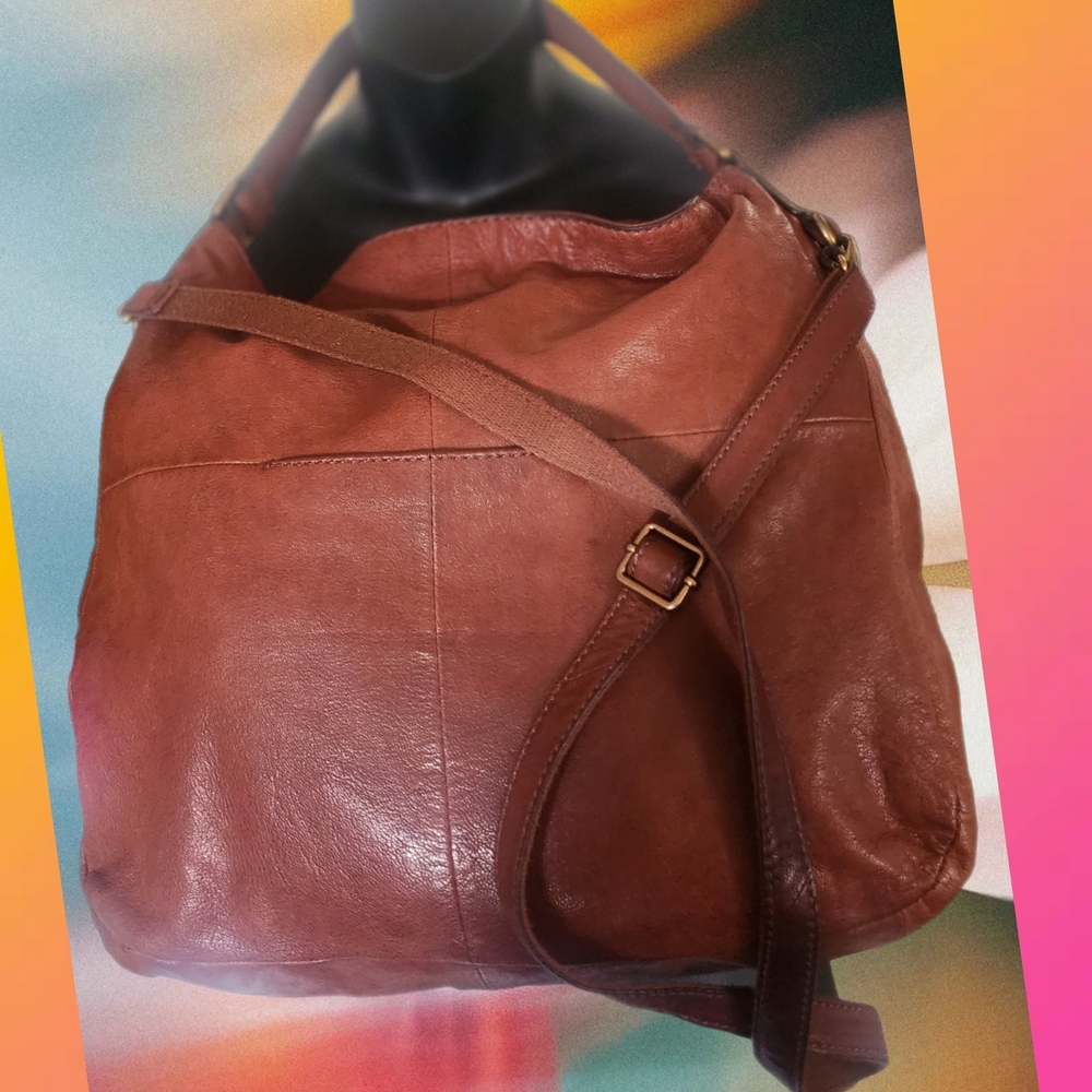 FOSSIL STYLISH CROSSBODY BROWN LEATHER HOBO SHOULDER BAG - Picture 3 of 10